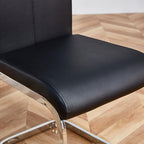 AZmac Modern Leather Dining Chairs Set of 2,Armless Kitchen Chairs,Dining Room Chairs with Upholstered Padded Seat and Sturdy Silver Chrome Legs for Dining Room,Kitchen (Set of 2, Black)