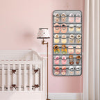 Dual-sided Hanging Baby Shoes Organizer Closet Toddler Shoe Storage Holder for Kids Bow Socks Underwear (GREY)