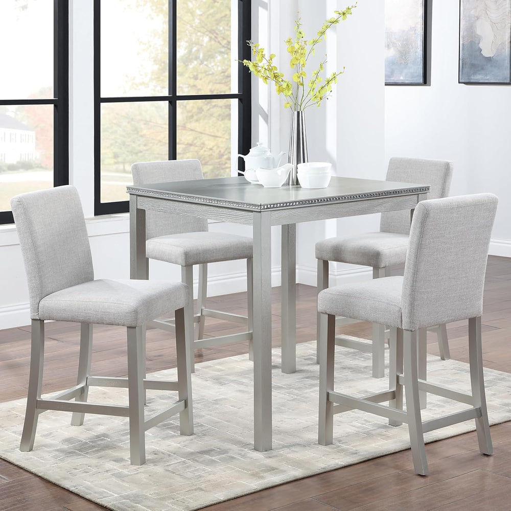 SOFTSEA Wooden Dining Table up for 4, Square Kitchen Table with Solid Wood Le...