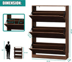 Xixini Shoe Storage Cabinet for Entryway with 3 Flip Drawers, Sturdy Wood Hidden Shoe Storage, Freestanding Narrow Slim Shoe Organizer for Front Door Entrance, Living Room, Hallway, Bedroom, Walnut