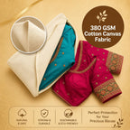 Kottify Premium Cotton Canvas Blouse Organizer – Pack of 2 | Durable Blouse Covers for Wardrobe Storage | Protects Saree Blouses – 38x25x17 cm