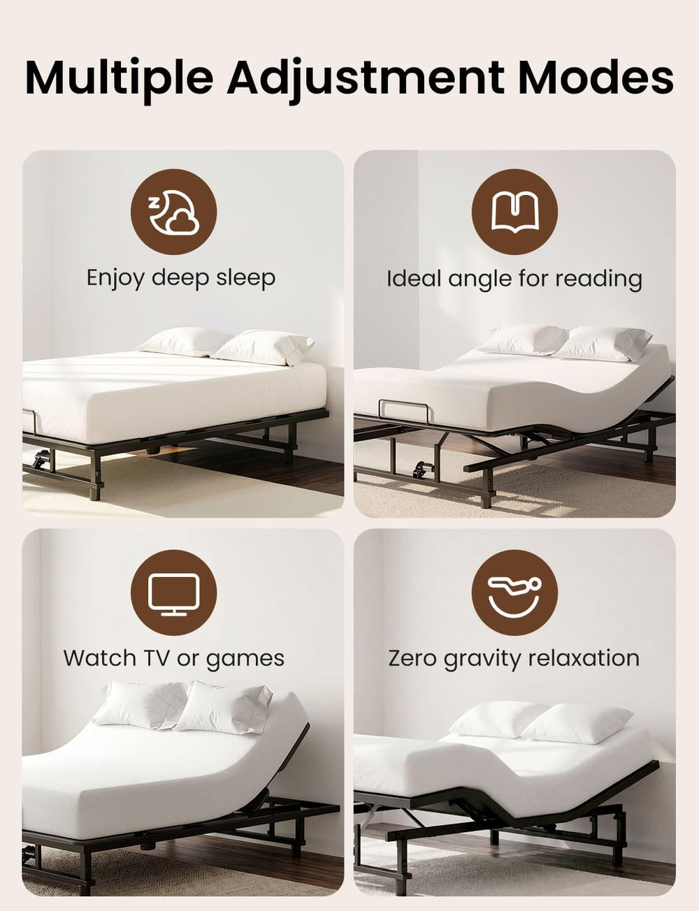 King Size Adjustable Bed Frame with Wireless Remote, Black-B
