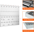 TORACK Metal Pegboard Wall Tool Organizer 24" x 24" or 12" x 48", 70 PCS Tools Storage Pegboard for Garage Peg Board Tool Organizer Board with Hooks for Workbench(Grey)
