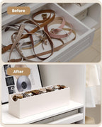 Lolalet 7 Compartments Belt Organizer, PU Leather Belt Holder with Soft Lining, Extra-Wide Slots for Women, Fits Drawer, Closet & Entryway Cabinet -1 Pack, Cream