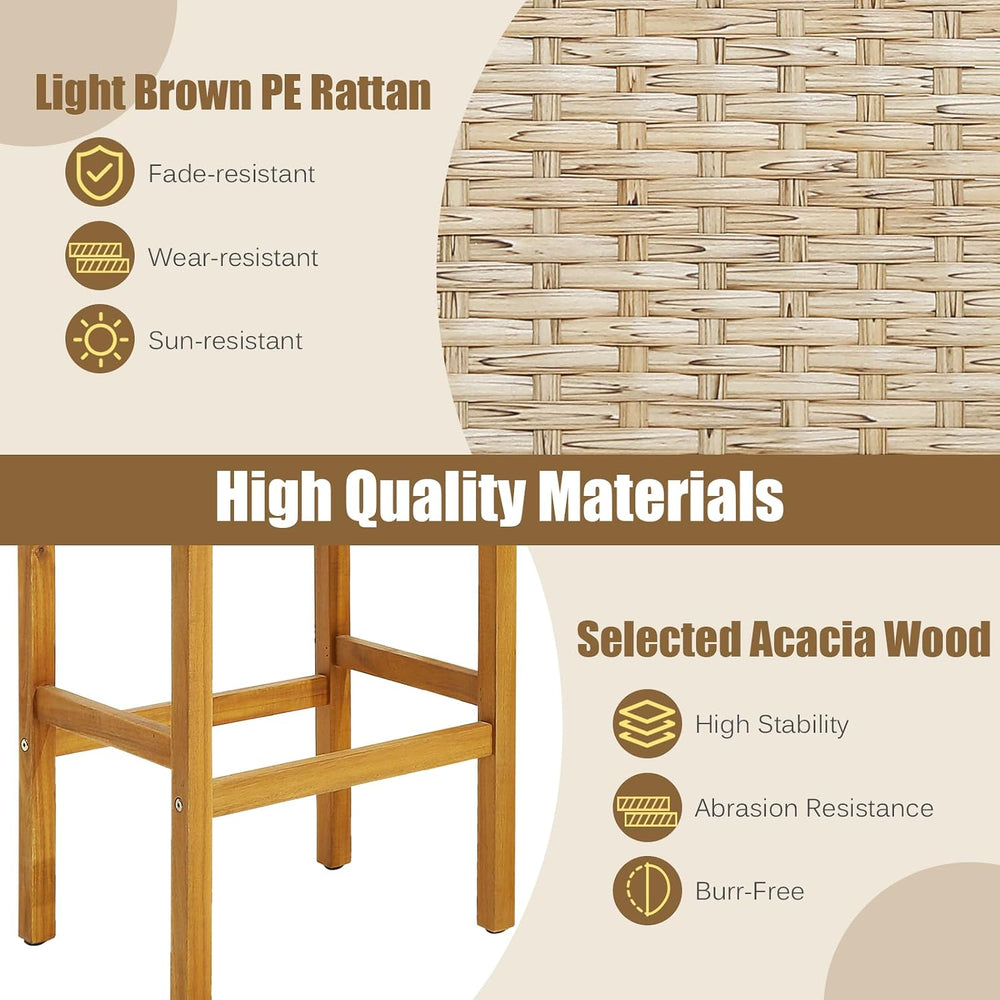 COSTWAY Outdoor Bar Stools Set of 4, 30-inch Height Backless Bar Chairs with ...