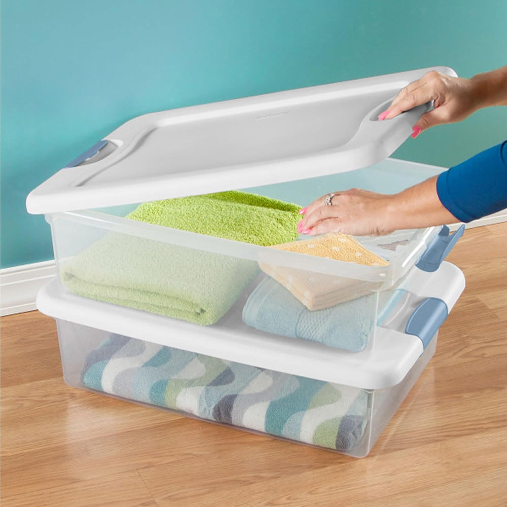 Sterilite Latching Box with Lids for Home and Office, 32 Quart, 6-Pack