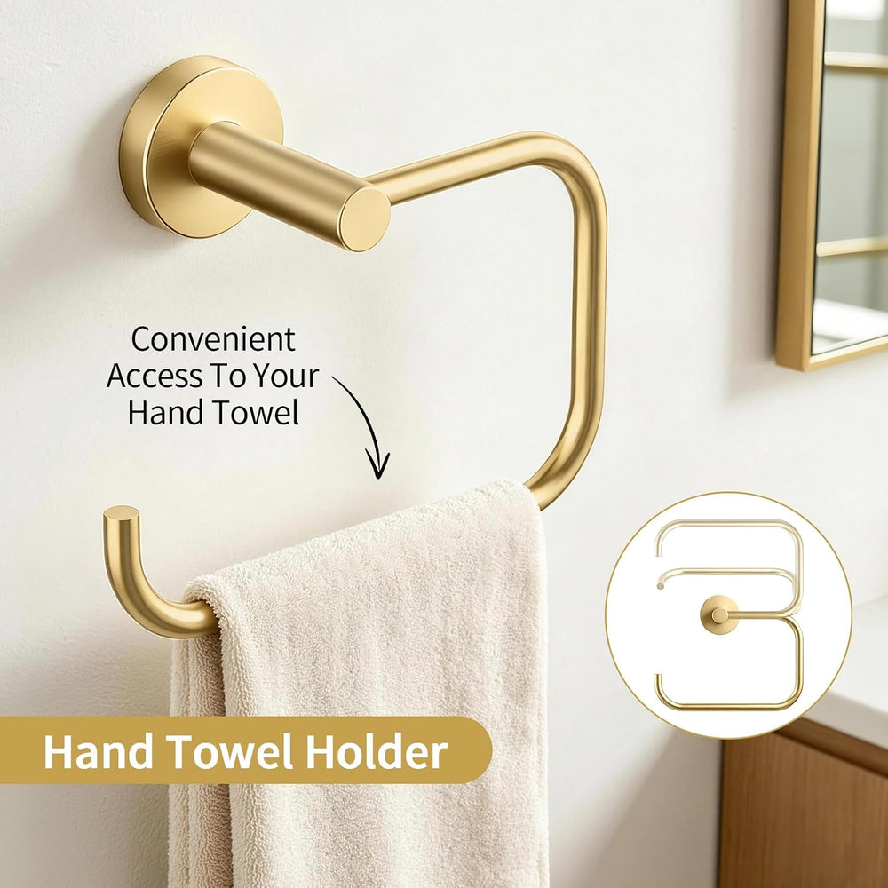 STWWO 5-Piece Gold Bathroom Accessories 24 Inch Towel Racks for Bathroom