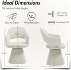 360° Swivel Dining Chair with Arms, Chenille Upholstered Barrel Accent Kitchen Chairs with Hollow High Back, Vanity Chair for Bedroom, Beige, 1PC
