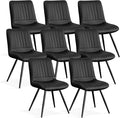 Dining Chairs Set of 8, Modern Dining Chairs with Thick Cushions, PU Leather Upholstered Kitchen Dining Room Chairs with Metal Legs for Dining Living Room (Black)