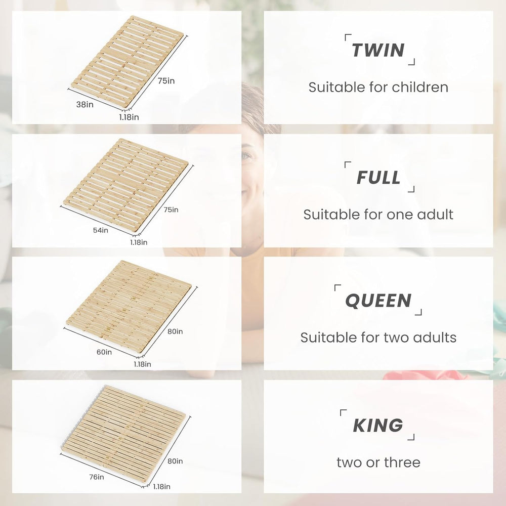 Floor Bed Frame, Foldable Japanese Tatami Bed Frame for Futon Mattress | Soli...