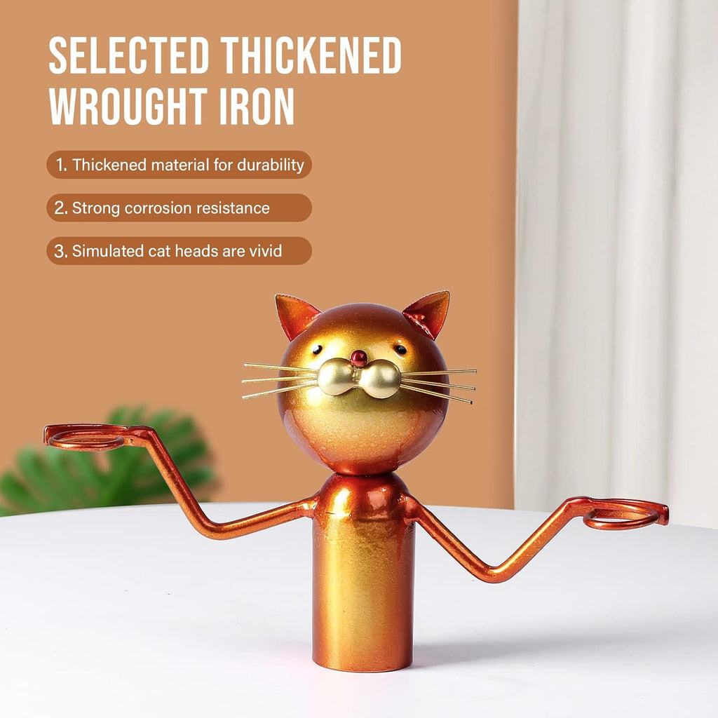 Cat Decor Wine Holder Wine Rack Wine Bottle Holder Wine Cat, Gift for Halloween and Christmas,Cat Gifts for Cat Lovers………… (Cat Glass Holder)