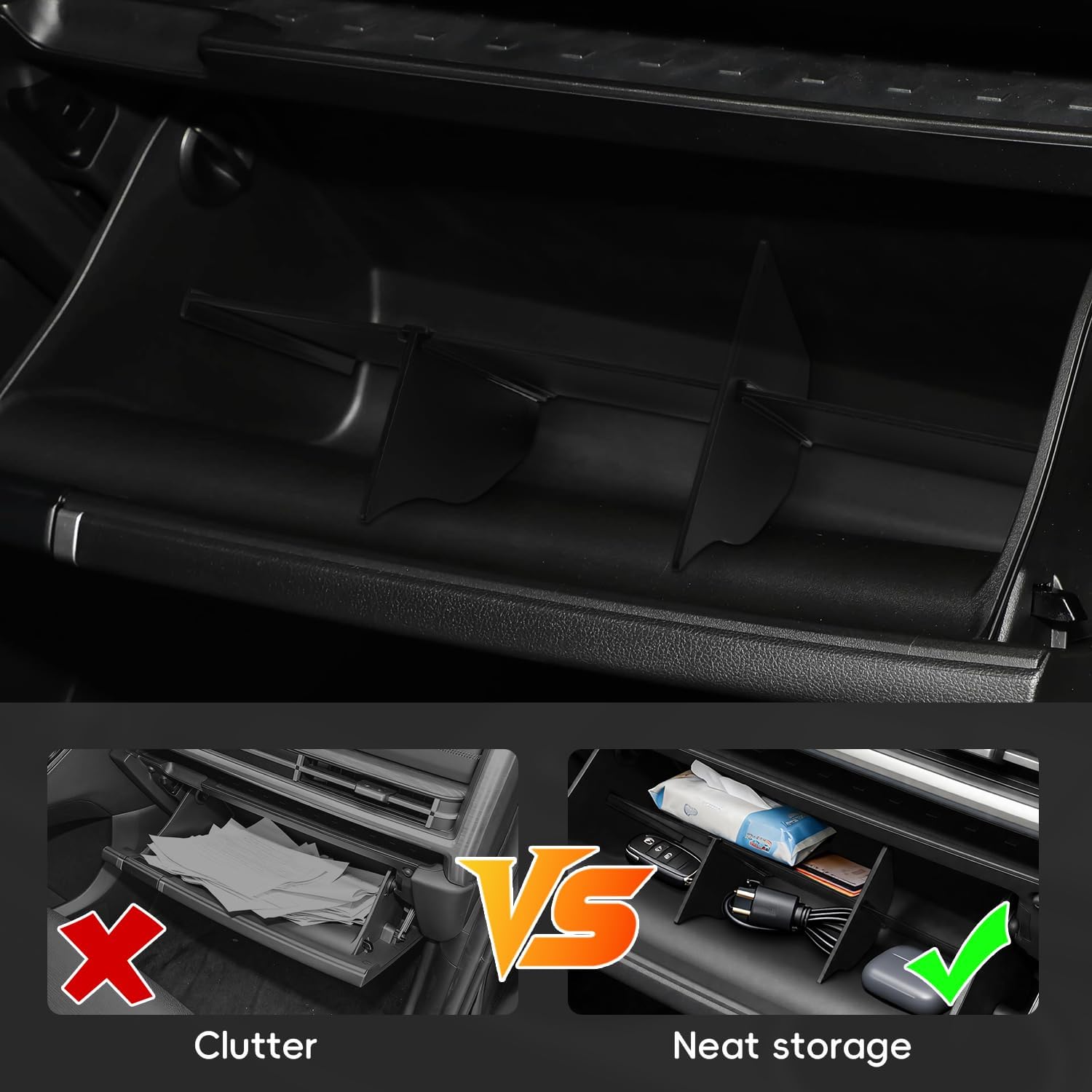 MARCHFA Center Console Glove Box Divider Organizer Compatible for 2024 2025 2026 Hyundai Santa Fe Accessories Console Divider Organizer