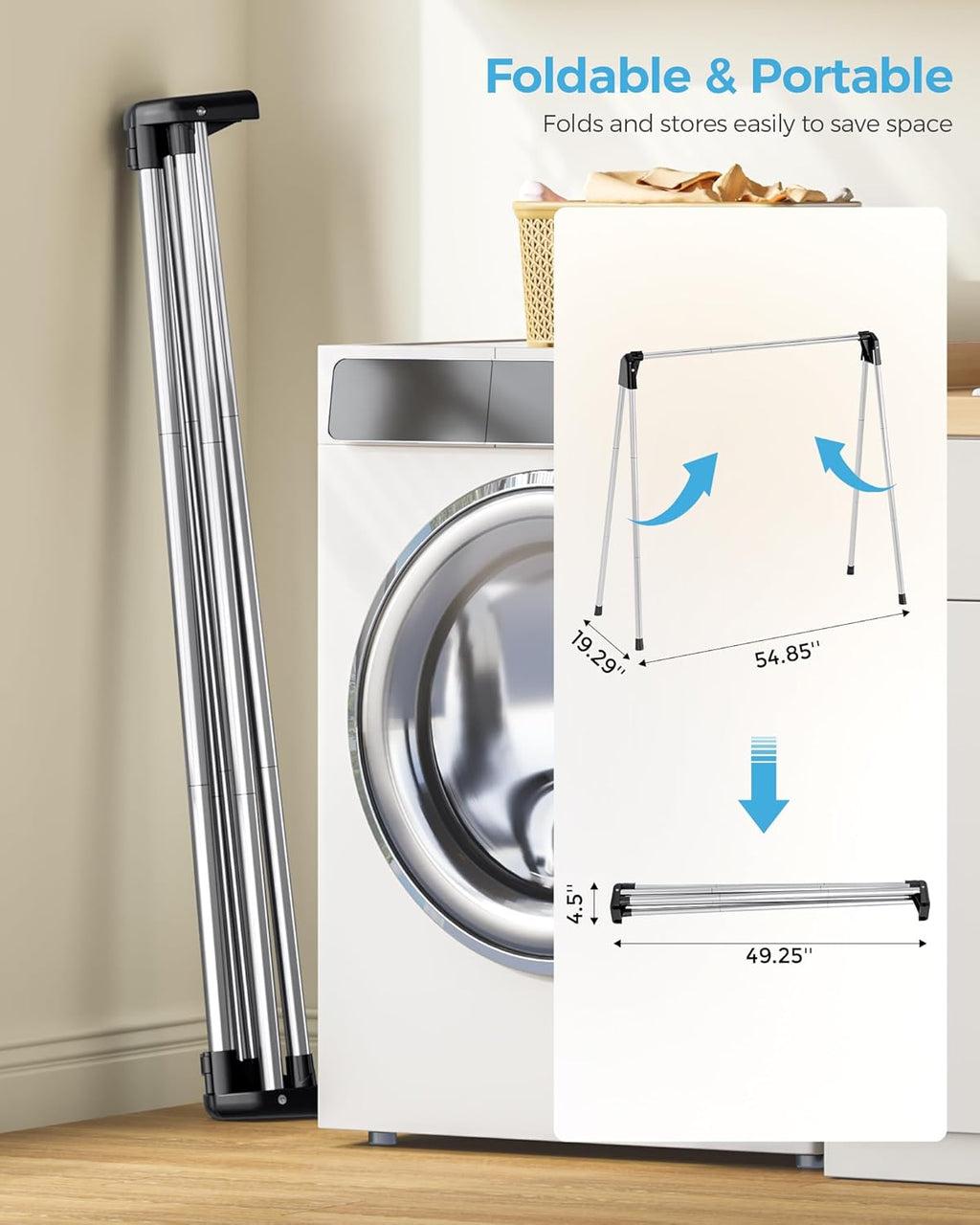 APEXCHASER Clothes Drying Rack Foldable, Stainless Steel Laundry Drying Rack Collapsible, Clothes Hanger for Sweater Baby Clothes Towel for Indoor & Outdoor, Portable Clothes Airer for Travel