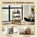 Haotian Solid Wood Ladder Shelf, 3-Tier Walnut Ladder Bookshelf, Small Open Storage Shelf with Anti-Slip Edges, Compact Narrow Bookshelf for Small Spaces, Bedside Table DJ-FRG001