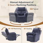 ANJ Swivel Glider Recliner, Manual Nursery Rocking Chair, Blue | Upholstered glider chair with 360° swivel, padded cushion, ideal for nursery, bedroom and living room breastfeeding & reading