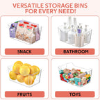 Clear Plastic Storage Bins - 12 Pack Pantry Organizers and Storage,Large Clear Pantry Organizer Bins, Plastic Containers with Handle for Kitchen,Freezer,Cabinet,Closet,Bathroom Under Sink
