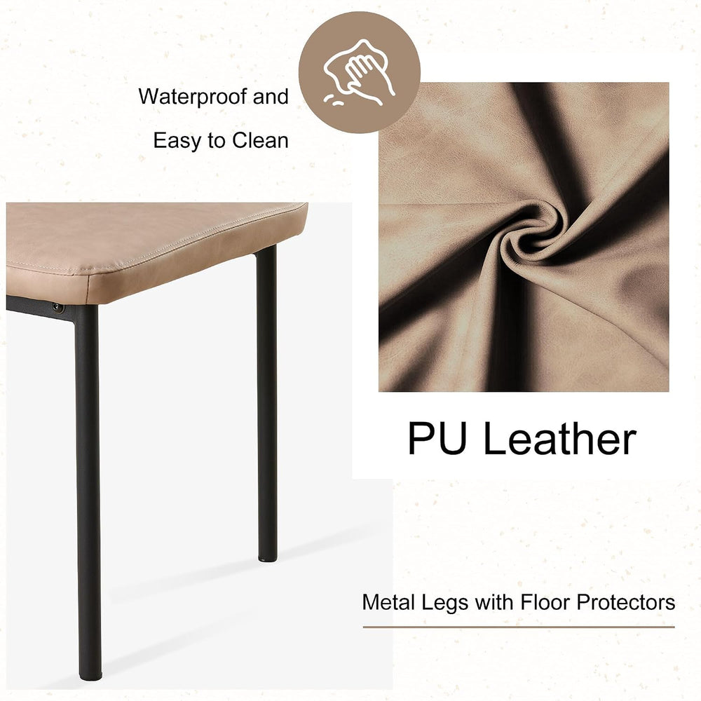 Dining Chairs Set of 6, Beige PU Leather Dining Chairs, Comfortable Upholster...