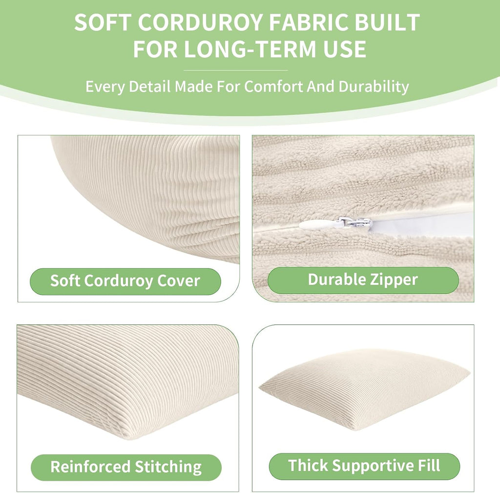 3-in-1 Kids Bean Bag Chair, Convertible Floor Cushion | Odor-Free Shredded Foam Resists Clumping, Removable Corduroy Cover, Cozy Lounge Seating for Bedrooms, Playrooms, Classrooms