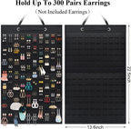 Earring Holder Organizer, Hanging Earrings Storage Display Holds Up to 300 Pairs for Women Girls-Black 1 Pack
