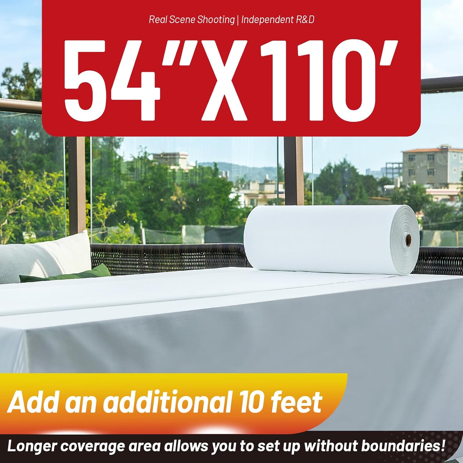 Plastic Table Cloth, 110 Ft X 54 In Disposable Tablecloth White Tablecloth | PEVA Plastic Table Cloth Disposable with Sliding Cutter Plastic Table Cover Roll for Picnics, Parties, Birthdays, Weddings