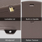 90 Gallon Pro Outdoor Storage Box Waterproof Lockable Resin Deck Box Large, Patio Storage Bin for Pool Accessories Cushion Furniture, Garden Tools, UV-Resistant Outside Delivery Brown