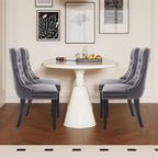 Velvet Upholstered Dining Chairs Set of 4, Modern Style Kitchen Side Chairs with Nailhead Trim and Wood Legs,Metal Pulling Ring for Dining Room Living Room(Grey,Set of 4)