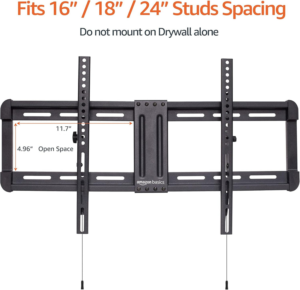 Amazon Basics Tilting TV Wall Mount with Horizontal Post Installation Leveling for 37" to 86" TVs, Wood Studs Compatible, Black