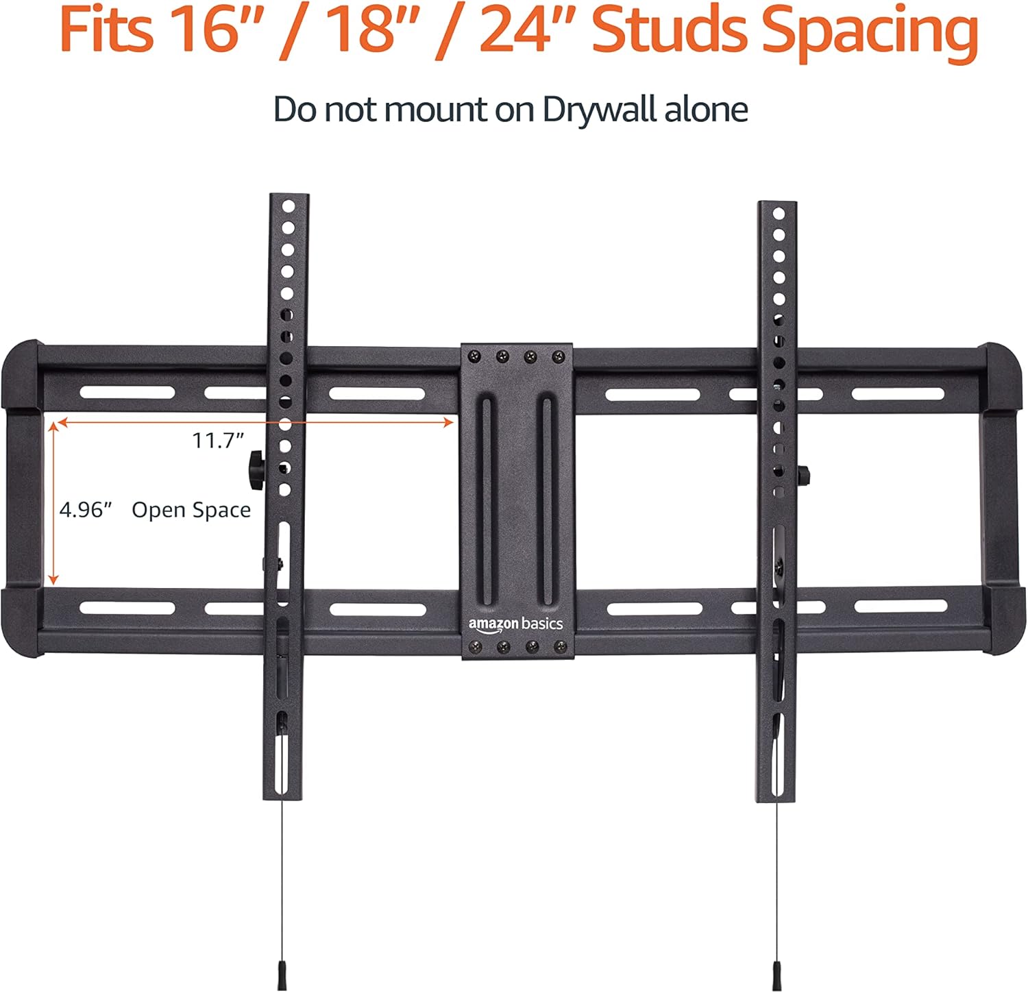 Amazon Basics Tilting TV Wall Mount with Horizontal Post Installation Leveling for 37" to 86" TVs, Wood Studs Compatible, Black