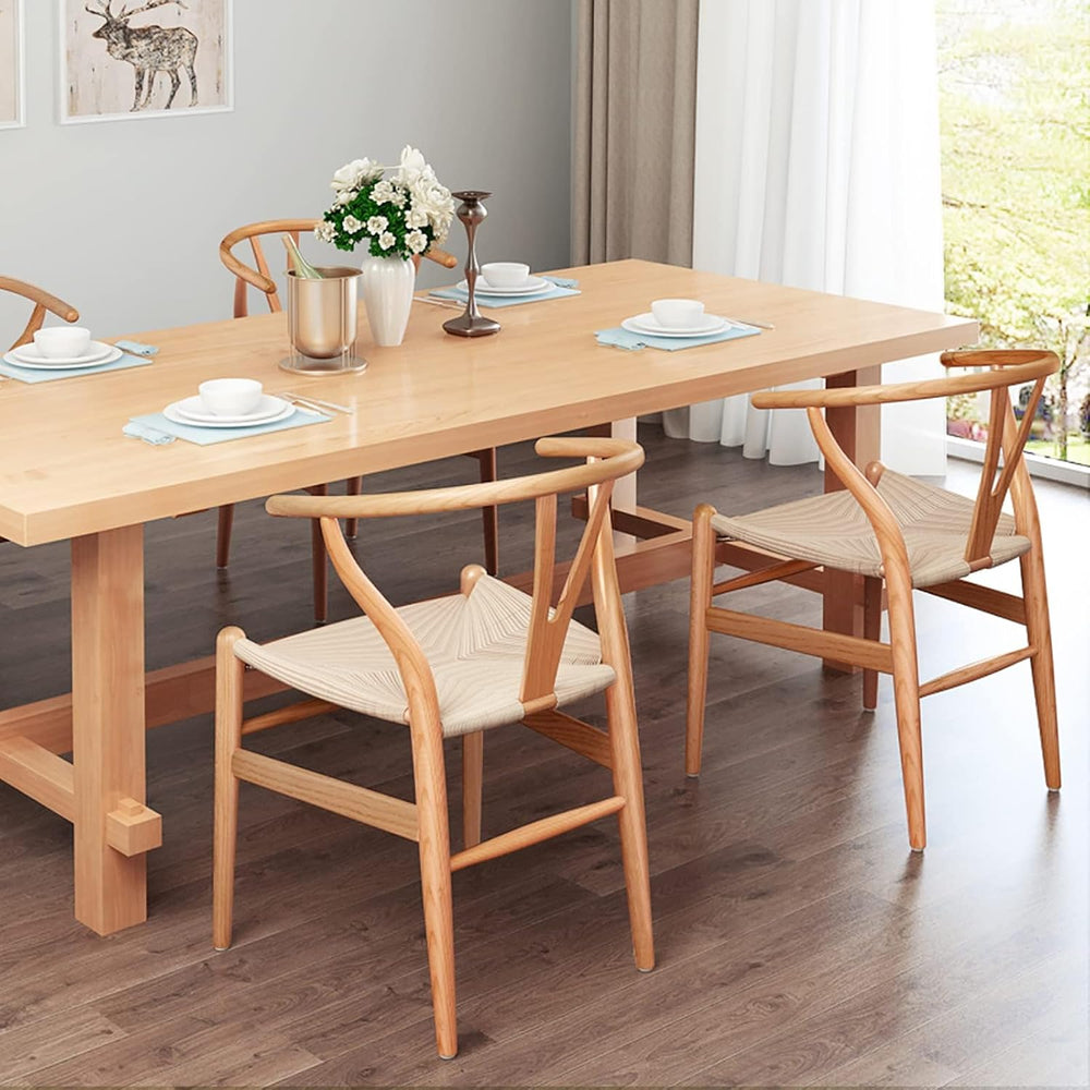Polynices Wishbone Chair, Weave Modern Solid Wood Mid-Century Y Shaped Backre...