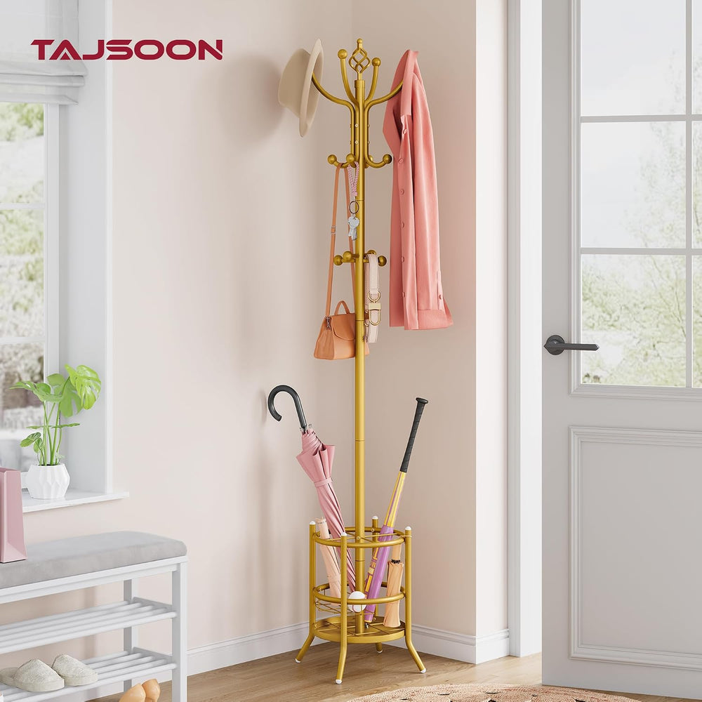 Tajsoon Coat Tree with Umbrella Holder, Coat Rack Freestanding, Coat Hangers ...