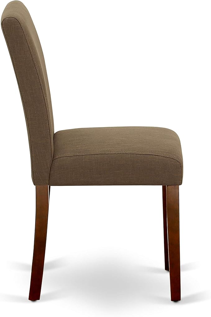 East West Furniture CAAB7-MAH-18 7 Piece Modern Dining Table Set Consist of a Rectangle Wooden Table and 6 Coffee Linen Fabric Upholstered Chairs, 36x60 Inch, Mahogany