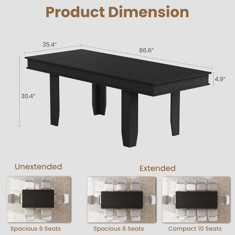 GarveeHome 63 in-86.6 in Extendable Dining Room Table for 6-10, Farmhouse Kit...