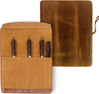 Personalized Premium Full Grain Leather Chef Knife Roll, 17L x 14W Inches Knife Storage Travel Case, Professional Custom Monogram Embossed Chef Knife Case - Holds 4 Chef Knives