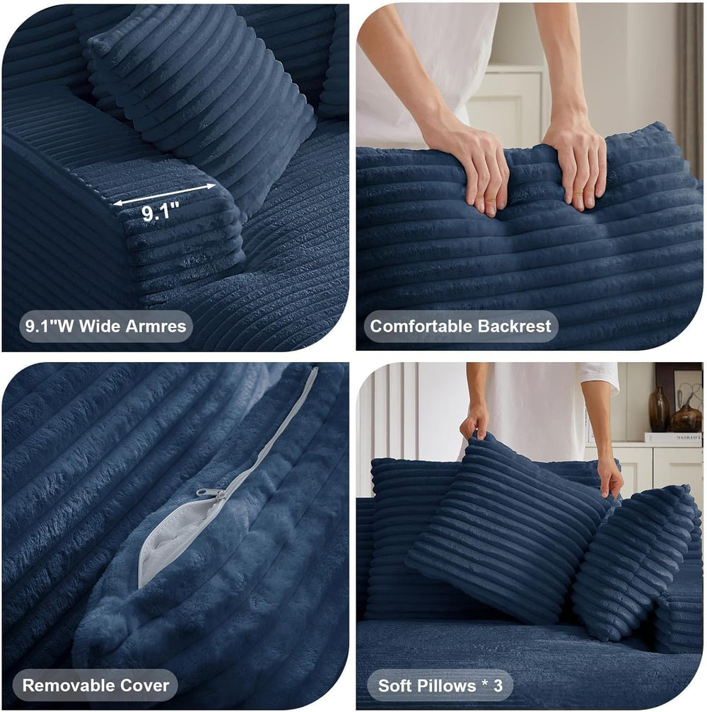 Oreada Oversized Floor Chaise Lounge Chair Indoor, 66" Corduroy Oversize...