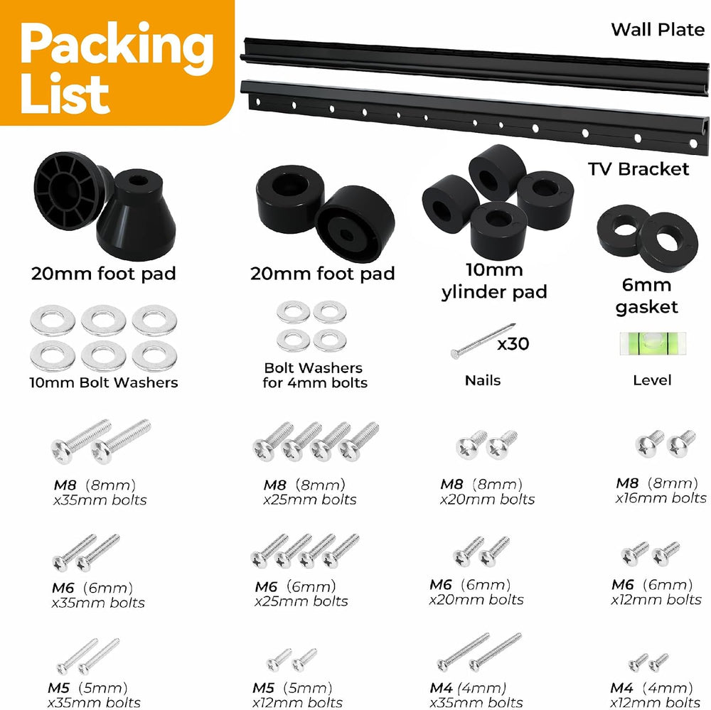Studless TV Wall Mount for 32-75 inch TVs, Low Profile, No Drill | No Stud Dr...