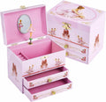 Girl's Gift Ballerina Musical Jewelry Box with 2 Drawers,Music Box with Spinning Ballerina,Kids Jewel Storage Box for Girls Ages 3-12 Kids Gift