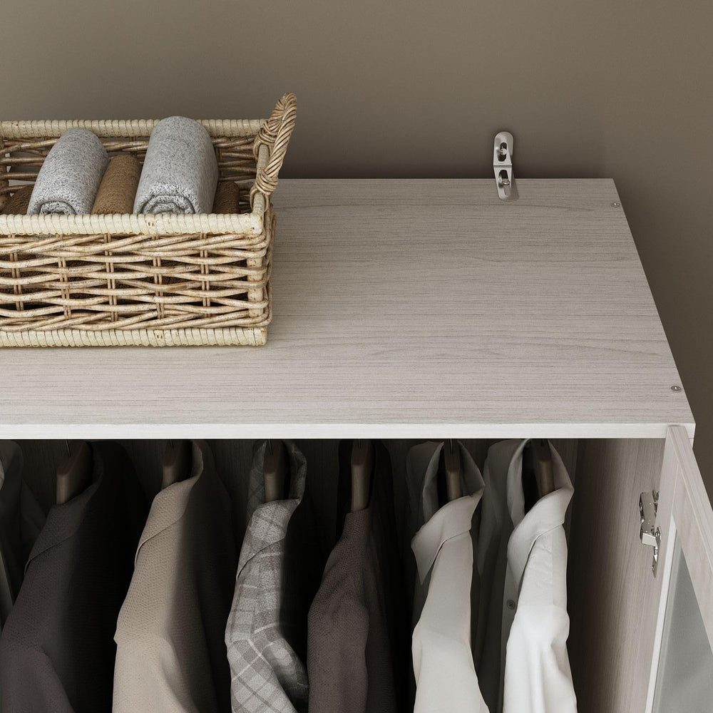 MOUMON Modern Wardrobe with Drawers, Bedroom Armoires with Frosted Glass Door...