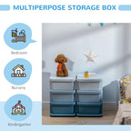 Qaba 3 Tier Kids Storage Unit, 6 Drawer Chest Toy Organizer Plastic Bins for Kids Bedroom Nursery Kindergarten Living Room for Boys Girls Toddlers, Blue