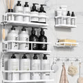 YASONIC Shower Caddy, Large Capacity Bath Organizer with Soap Holder and 12 Hooks, 6 Pack Rustproof Bathroom Shelves for Inside Shower, No Drilling&Sleek Bathroom Organizers and Storage White