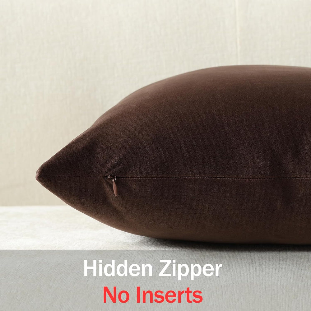 DEZENE Euro Sham Covers 26x26 Chocolate Brown: Pack of 2 Cozy Soft Velvet Squ...