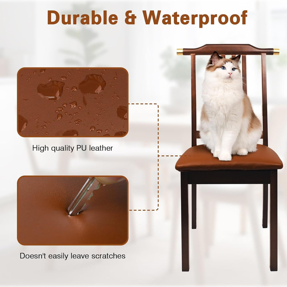 Leather Seat Covers for Dining Chairs Waterproof Chair Seat Covers Set of 6 O...