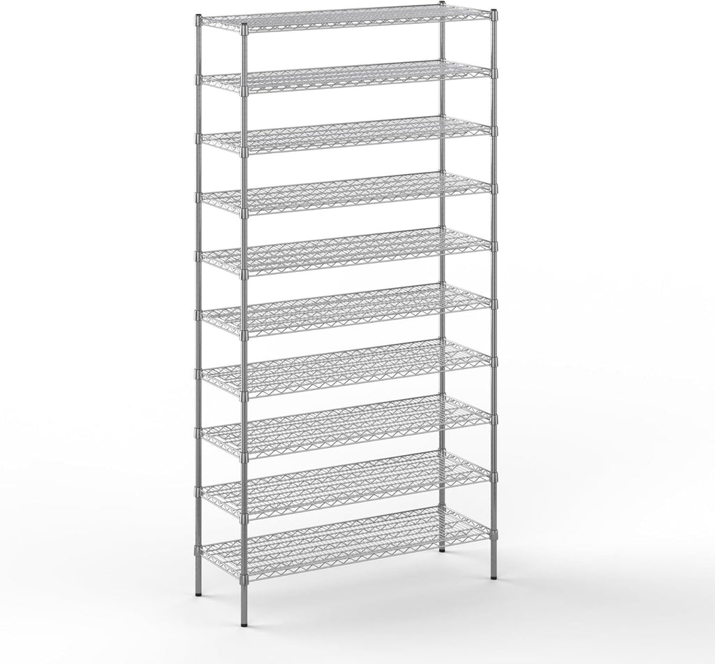 18" Deep x 48" Wide x 96" Height Wire Shelving Kit | 10-Tier | NSF Commercial Storage Rack Unit