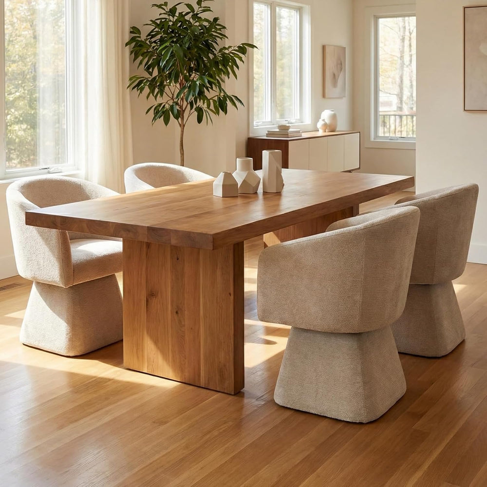 VKNOW Upholstered Swivel Dining Chairs Set of 2, Modern Dining Room Chairs wi...