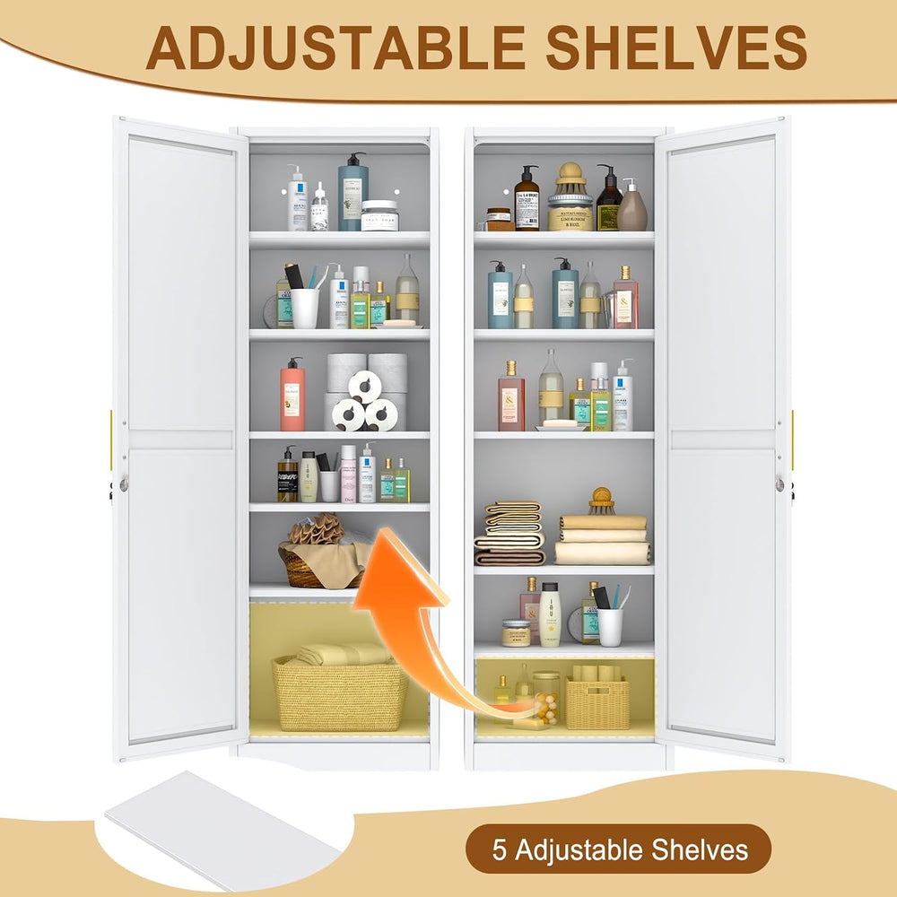 Tall Metal Narrow Bathroom Storage Locker Cabinet 67" H, Black Kitchen P...