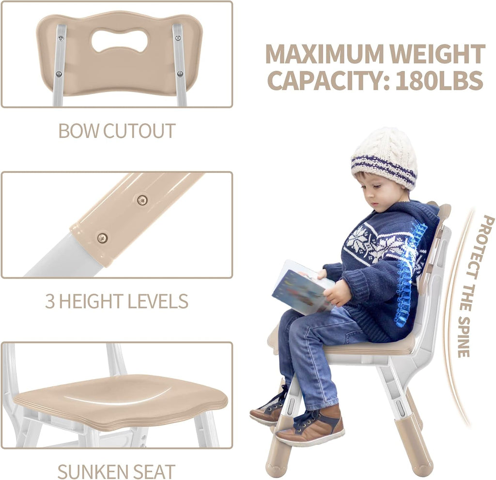 DOREROOM Adjustable Kids Table & 4 Chairs Set, 47.2" L x 23.6" W, Natural-W | Graffiti Desktop,Table Supports 300 lbs,Toddler Ages 2-8，FSC-certified, Children Activity Table for Daycare, Classroom, Home
