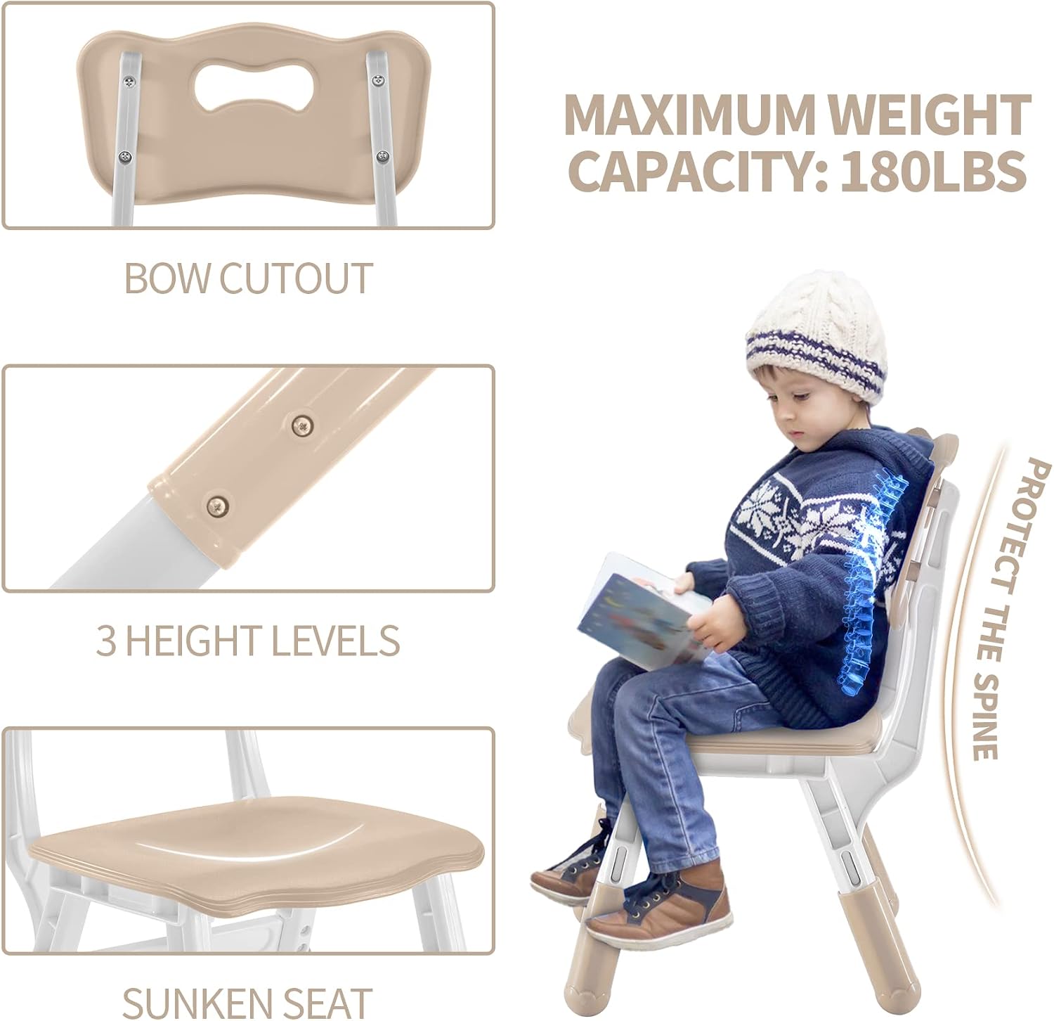 DOREROOM Adjustable Kids Table & 4 Chairs Set, 47.2" L x 23.6" W, Natural-W | Graffiti Desktop,Table Supports 300 lbs,Toddler Ages 2-8，FSC-certified, Children Activity Table for Daycare, Classroom, Home
