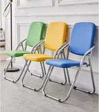 Folding Chairs with Padded Cushion and Enlarge Backrest, Metal with Comfortable Cushion for Home and Office,(Black)
