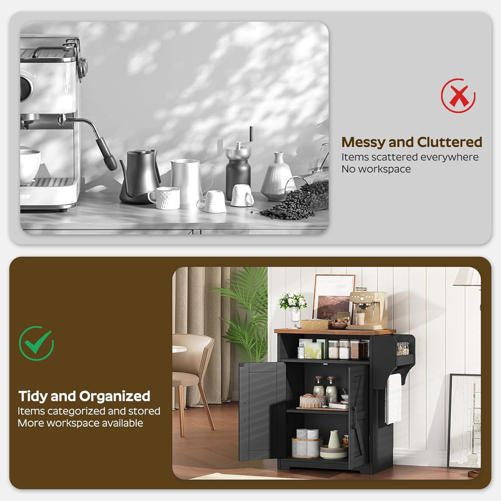 YATINEY Coffee Bar Cabinet, Kitchen Island with Storage, Farmhouse Sideboard ...