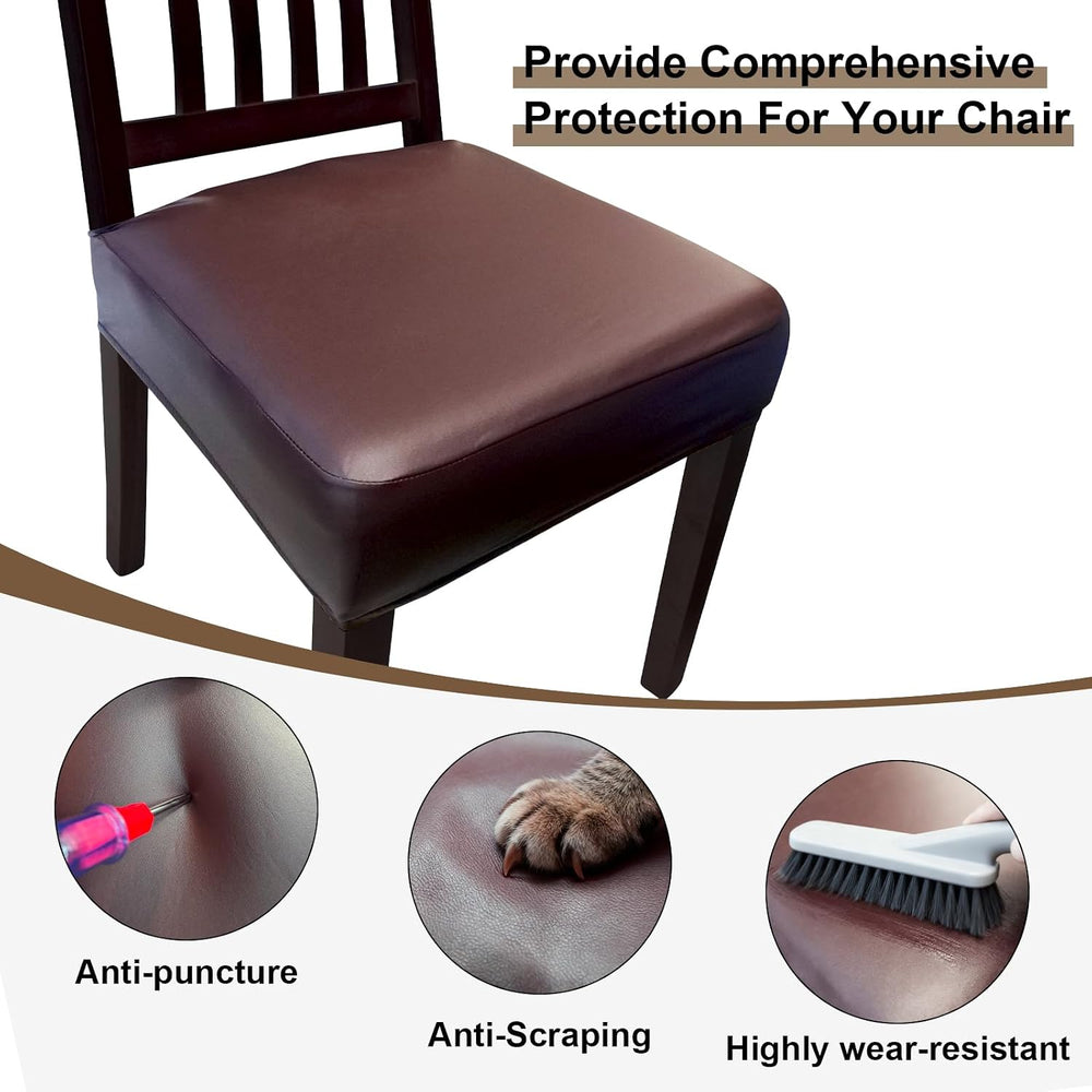 Waterproof Pu Leather Seat Covers Set of 4, Removable Chair Covers