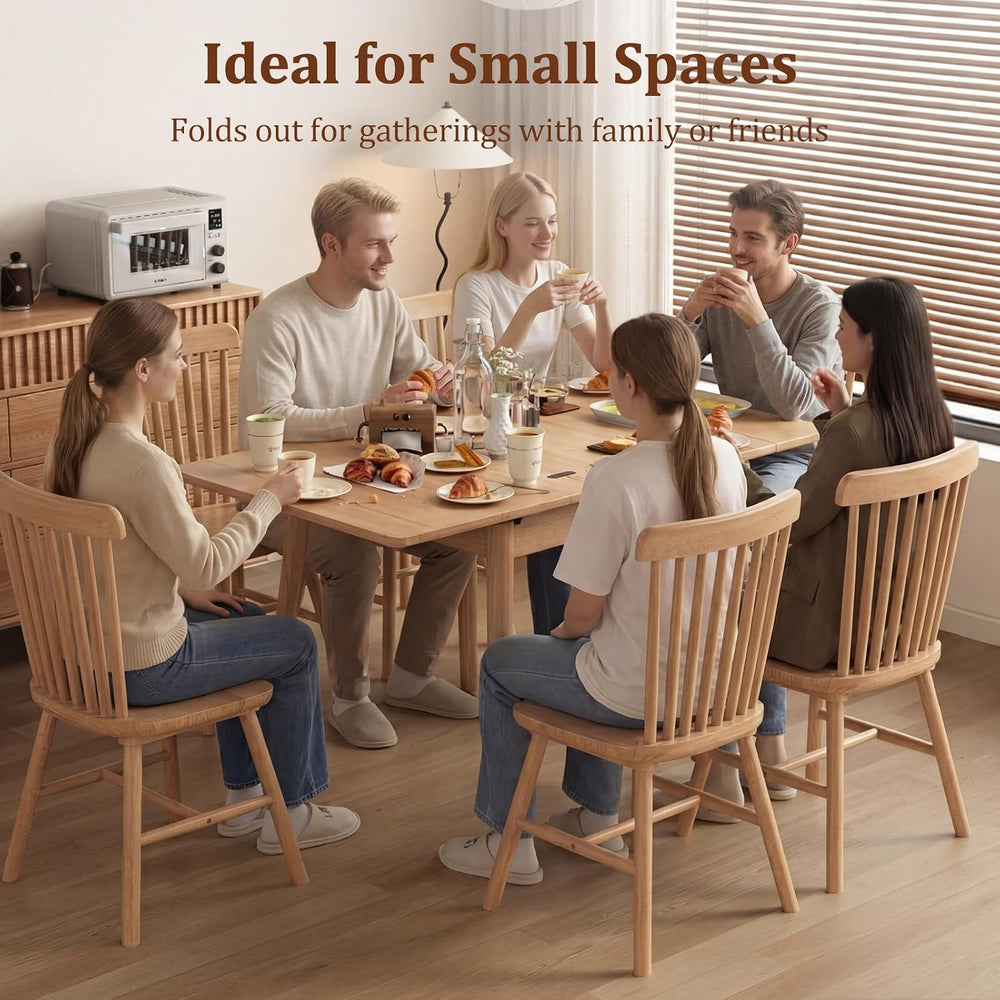 Solid Wood Small Dining Table, 23.6"L-47.2"L Expandable Kitchen Tab...